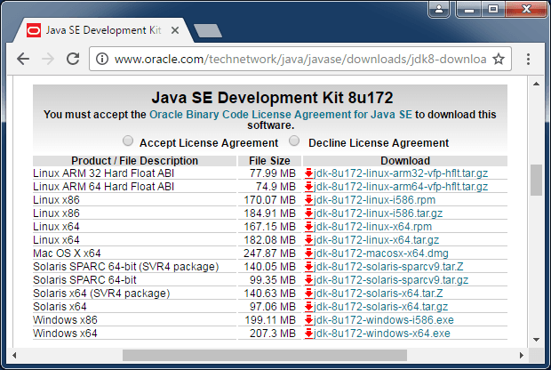 java se runtime environment 9 downloads page.